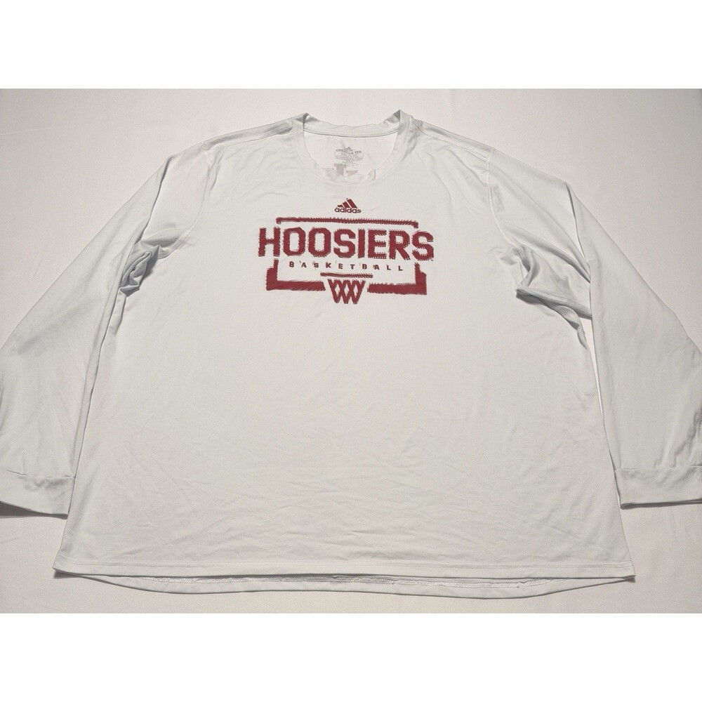 Indiana Hoosiers Basketball Adidas Shirt Long Sleeve Tee White Men’s 3XL *READ